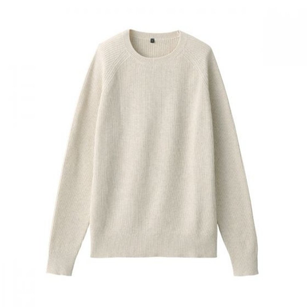Grey Rib Knit Crew Neck Sweater